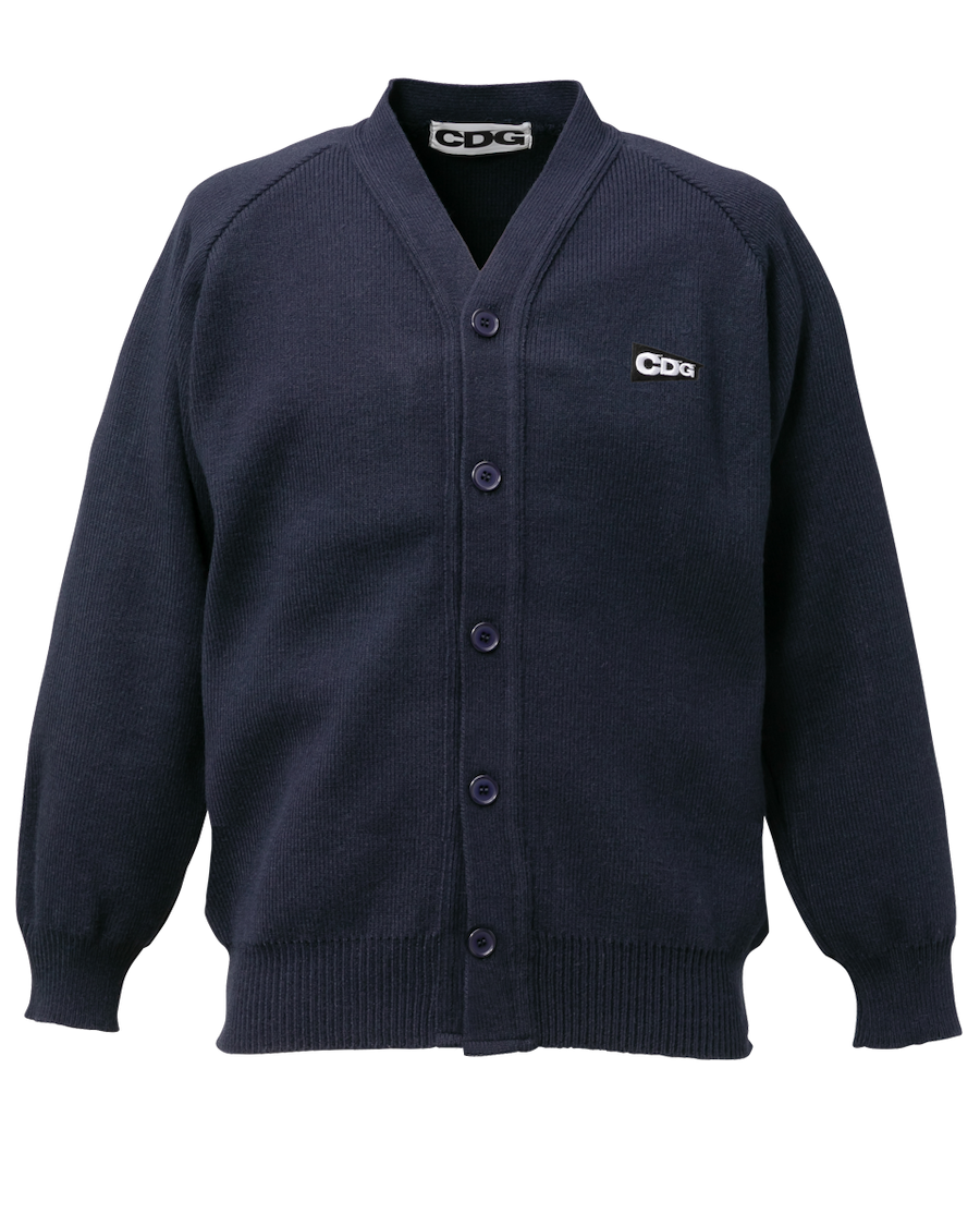 CDG PATCH V-NECK SCHOOL CARDIGAN | CDG - COMME des GARÇONS CDG PATCH V-NECK SCHOOL CARDIGAN | CDG - COMME des GARÇONS