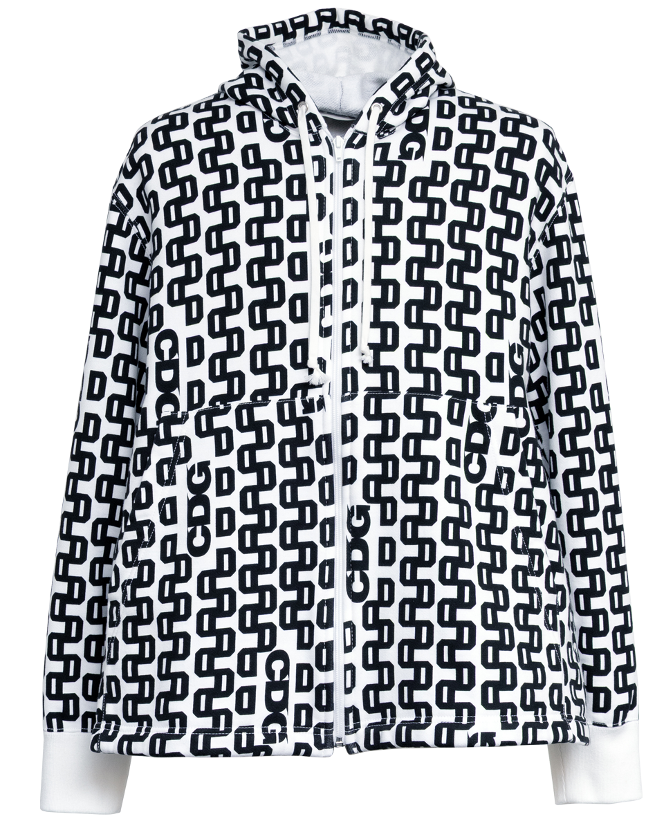 ALLOVER PATTERN ZIP HOODED SWEATSHIRT | CDG - COMME des ALLOVER PATTERN ZIP HOODED SWEATSHIRT | CDG - COMME des